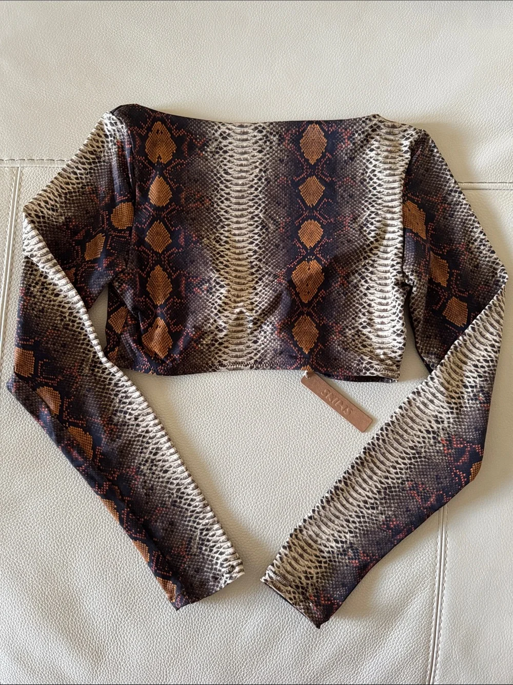SKIMS Swim Top (snake print) — Desert Sand